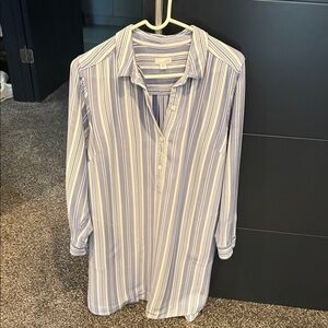 J. Jill Blue and White Striped Midi Dress